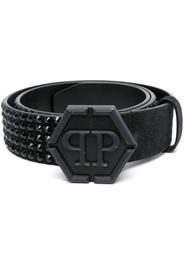 Philipp Plein embossed-logo buckle belt - Black