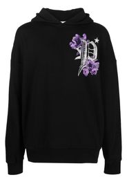 Philipp Plein Flowers logo-print cotton hoodie - Black