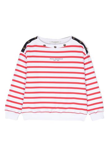 Philosophy Di Lorenzo Serafini Kids stripe-pattern logo-print sweatshirt - White