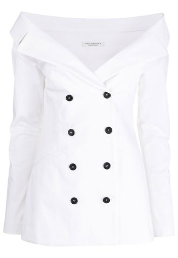 Philosophy Di Lorenzo Serafini off-shoulder double-breasted blazer - White