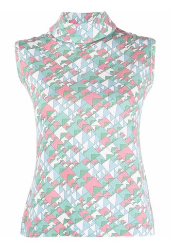 Pierre Cardin Pre-Owned 1970s geometric-print sleeveless top - White