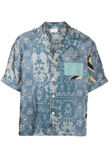 Pierre-Louis Mascia mix-print silk shirt - Blue