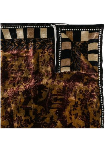 Pierre-Louis Mascia velvet-effect floral-print scarf - Brown