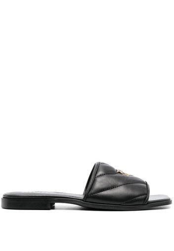 PINKO Molly quilted leather slides - Black