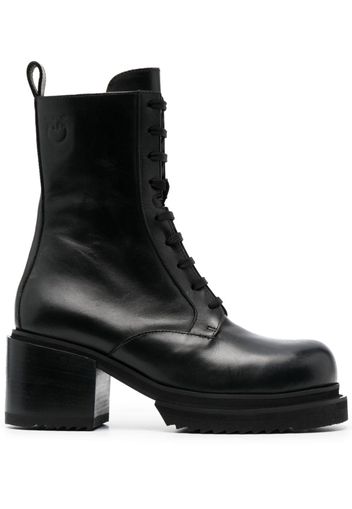 PINKO 70mm leather combat boots - Black