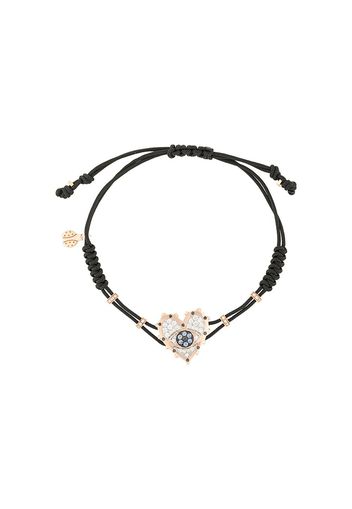 Pippo Perez 18kt rose gold, diamond and sapphire Evil Eye Heart charm bracelet - Black