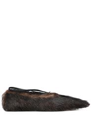 Plan C fur ballet flats - Brown