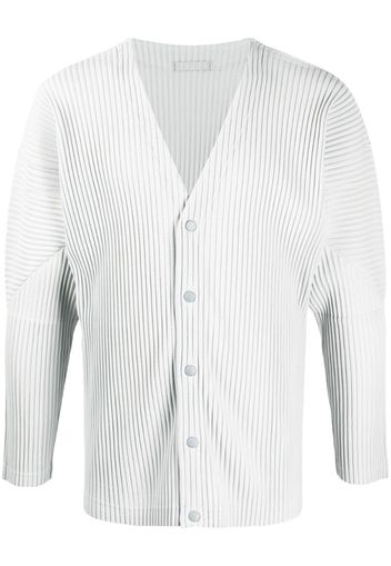 pleated button-down cardigan