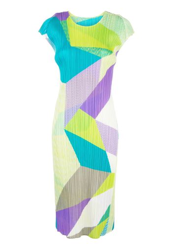 Pleats Please Issey Miyake abstract-pattern shift dress - Green