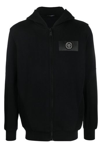 Plein Sport logo-print zip-up hoodie - Black