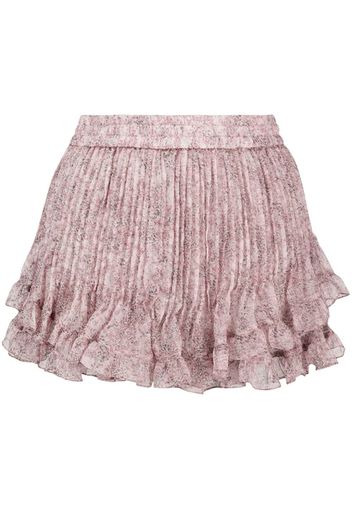 PNK floral-print ruffled silk mini shorts - Pink