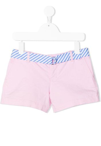 Polo Ralph Lauren stripe-print belted cotton shorts - Pink