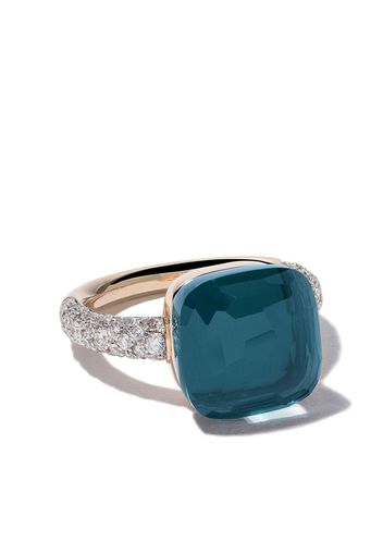 Pomellato 18kt rose & white gold Nudo topaz & diamond ring - Blue