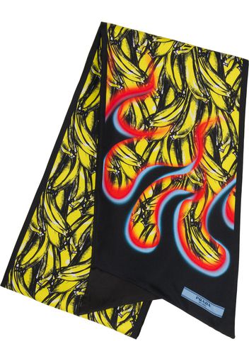 Prada Double Match Bananas printed silk scarf - Yellow