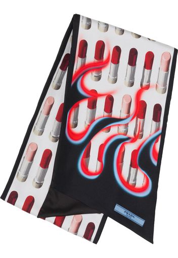 Prada Double Match Lipstick printed scarf - White