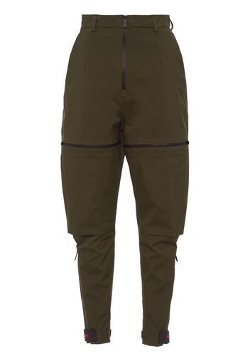 Prada zip details layered trousers - Green