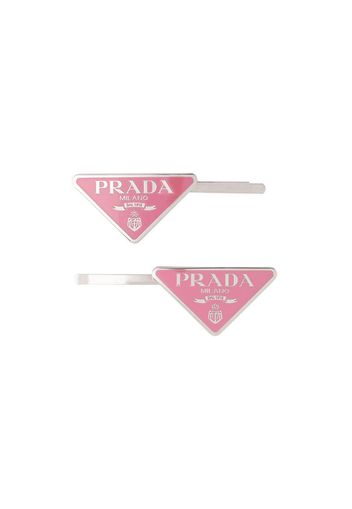 logo plaque hair slides