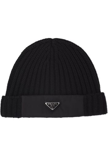 logo rib-knit beanie hat