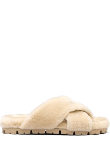 Prada shearling flat sandals - Neutrals