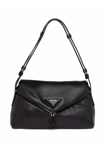 Prada logo-plaque shoulder bag - Black