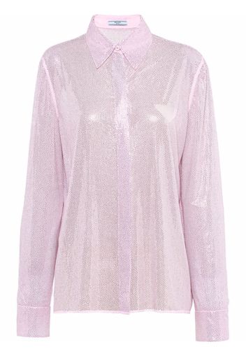 Prada rhinestone-studded silk shirt - Pink