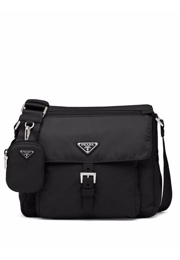 Prada Re-Nylon triangle logo-plaque shoulder bag - Black