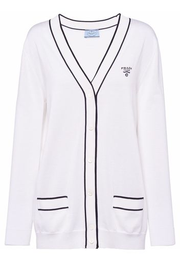 Prada logo-knitted V-neck cardigan - White