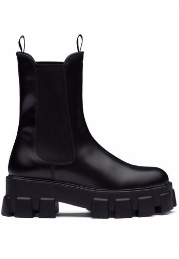 Prada Monolith brushed leather boots - Black