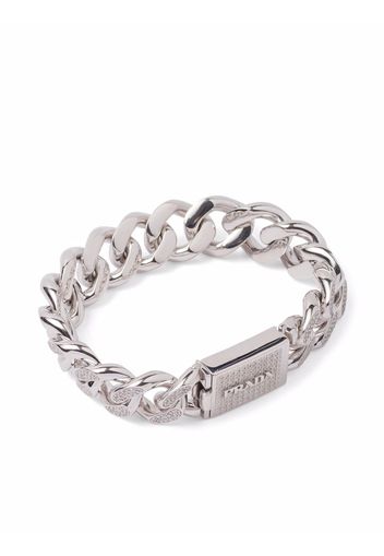 Prada crystal-embellished logo bracelet - Silver