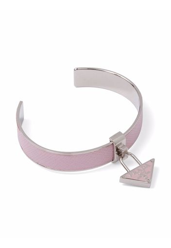 Prada triangle logo charm cuff bracelet - Silver