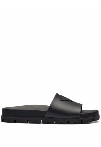 Prada triangle-logo pool slides - Black