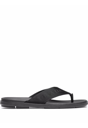 Prada logo motif leather flip flops - Black