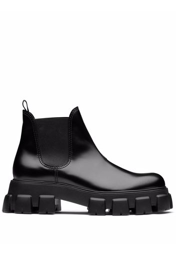 Prada Monolith brushed leather Chelsea boots - Black