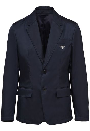 Prada logo-plaque single-breasted blazer - Blue