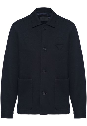 Prada classic-collar knitted coat - Blue