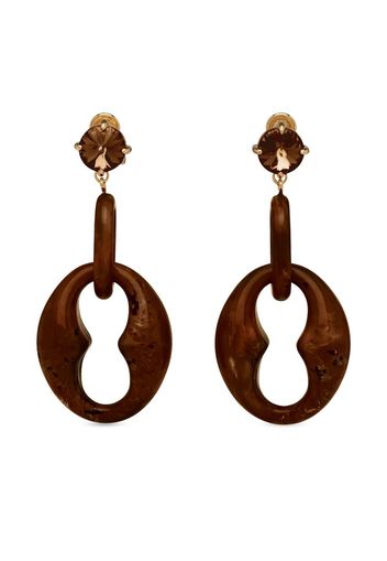 Prada crystal-embellished clip-on earrings - Brown