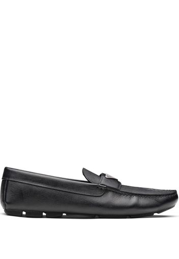 Prada logo-plaque leather loafers - Black