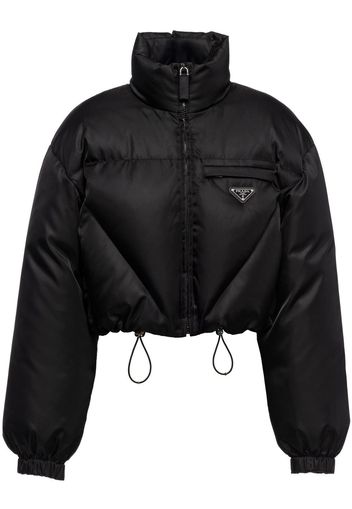 Prada logo-plaque down jacket - Black