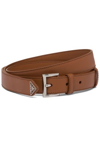 Prada triangle-logo leather belt - Brown