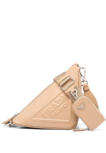 Prada logo plaque shoulder bag - Neutrals