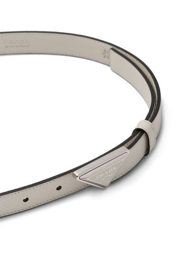 Prada logo-buckle Saffiano leather belt - White