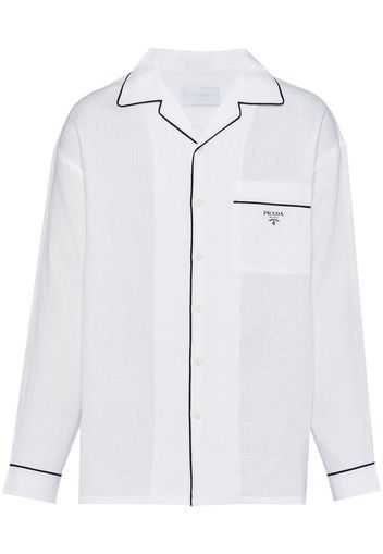 Prada piped linen shirt - White