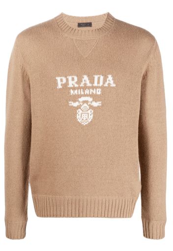 Prada intarsia-knit logo wool-blend jumper - Brown