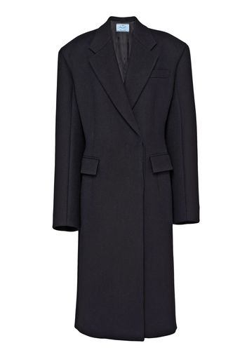 Prada logo-plaque chain wool coat - Black