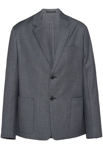 Prada logo-patch wool blazer - Grey