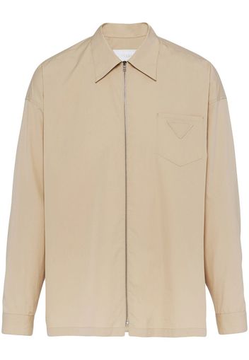 Prada zip-front cotton shirt - Neutrals