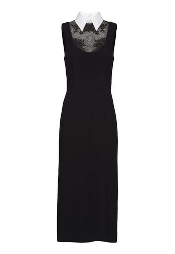 Prada lace-panelled cady midi dress - Black