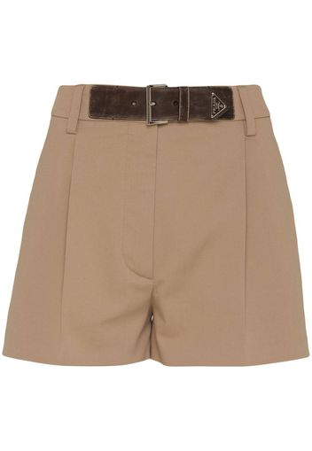 Prada Gabardine belted shorts - Brown