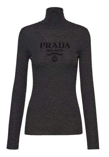 Prada ribbed high-neck jumper - Grey