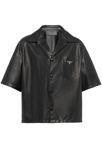 Prada logo-plaque nappa-leather shirt - Black